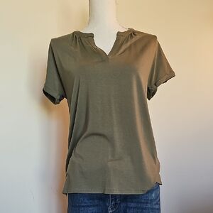 White House Black Market Khaki Short Sleeve Top